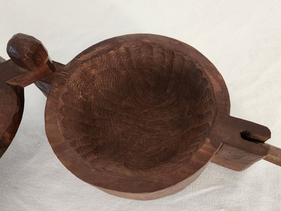 Image 1 of Boîte à sel sculptés à la main, art populaire, France, 1950