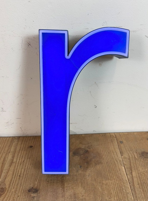 Image 1 of Vintage Blue Plastic Illuminated Letter R , 1970s