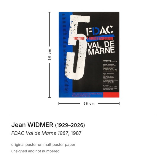 Póster Jean Widmer FDAC Val De Marne 1987 – Paper (photo 3 of 5)