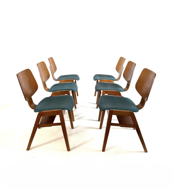 Image 1 of 6x chaise empilable vintage en contreplaqué, style Egon Eiermann '60s