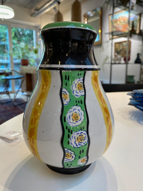 Art Deco Enamelled Earthenware Vase – Ceramic (photo 9 of 10)