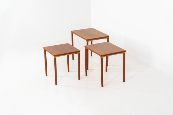 Image 1 of Set of 3 Nesting Tables by E.W. Bach for Toften Møbelfabrik (Denmark, 1960s)
