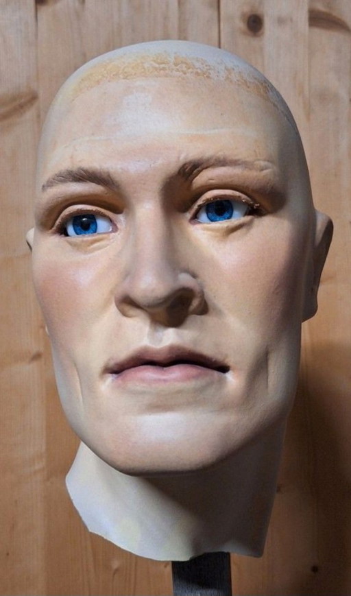 Unique Vintage  Mannequen head with glass eyes