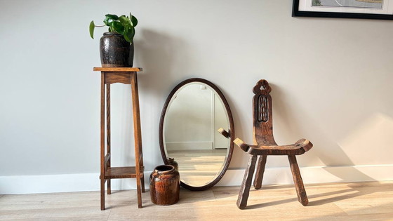 Image 1 of Unieke handgemaakte houten stoel – rustiek & sculpturaal
