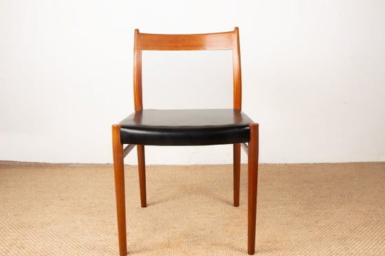 Image 1 of Set van 6 Deense stoelen van teak en skai, nieuw, model 418 van Arne Vodder voor Sibast 1960.