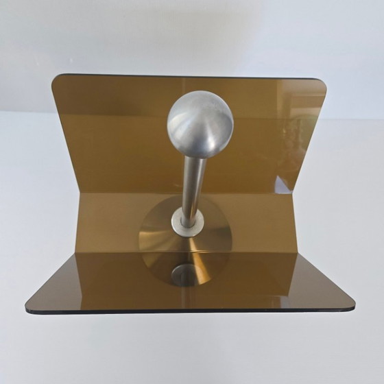 Image 1 of PORTE-REVUES VINTAGE 1970 EN ACIER BROSSE & PLEXIGLAS 70S SPACE AGE POP 1970S