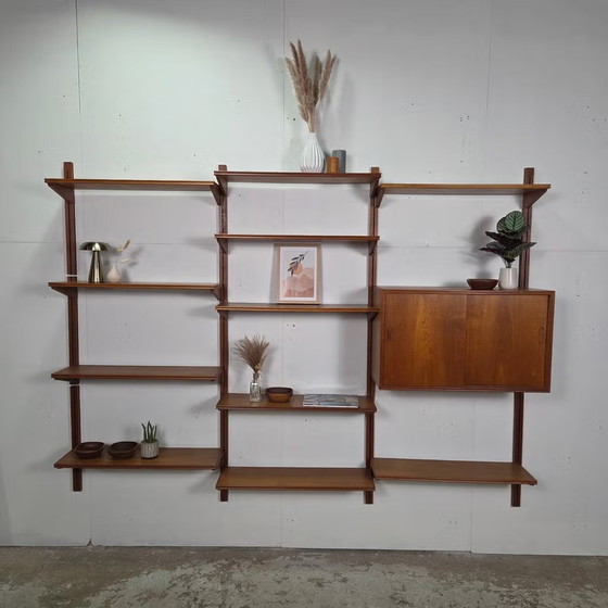 Vintage 60s Danish Teak Modular Wall System Mid Century, Wall cabinet, Wood, Brown, Mid Century Modern (photo 3 of 24)