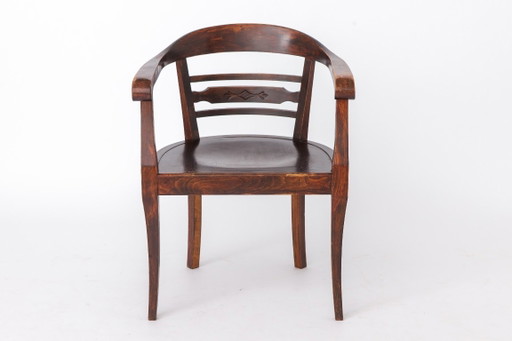Vintage-Holzsessel aus den 1930er Jahren | Massives Buchenholz | Deutscher Art-déco-Sessel | Vollständig restauriert