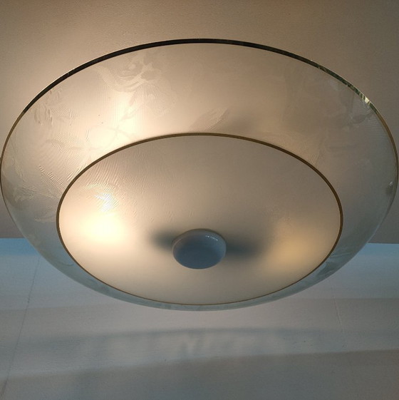 Image 1 of Large vintage 1960s/70s glass ceiling light.