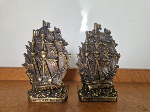 Sovereign of the seas solid brass bookends