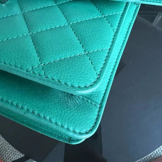 Image 1 of Chanel Caviar 25CM 2017 Urban Handle Quilted Grained Calfskin Green Blue Silver Hardware Series 23