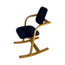 Peter Opsvik - Stokke - Actulum - Fauteuil à bascule ergonomique - revêtement en velours bleu et structure en bois