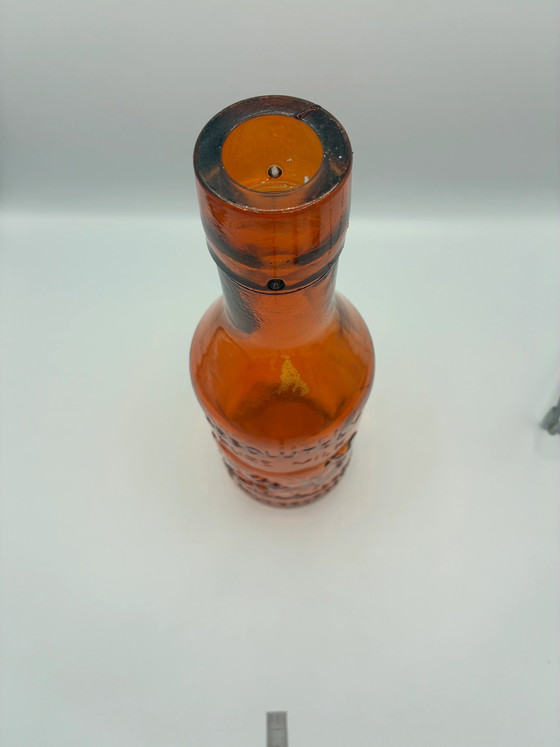 Antike bernsteinfarbene Milchflasche „Absolut reine Milch“ – Der Milchbeschützer – um 1900 (photo 5 of 6)