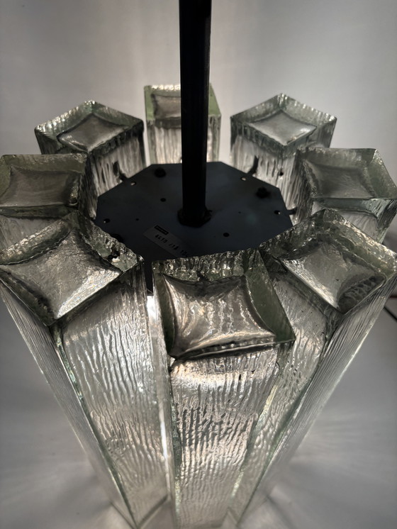 Image 1 of Large glass pendant lamp by Doria Leuchten, 1960s/Crystal glass chandelier/Mid-Century Modern light/Hollywood Ragency/Ice