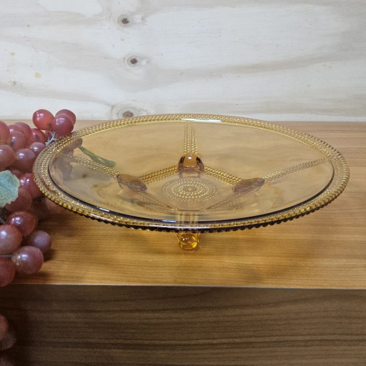 Vintage Art Deco Amber Glass Candlewick Bowl / Fruit Bowl (1930/1950)