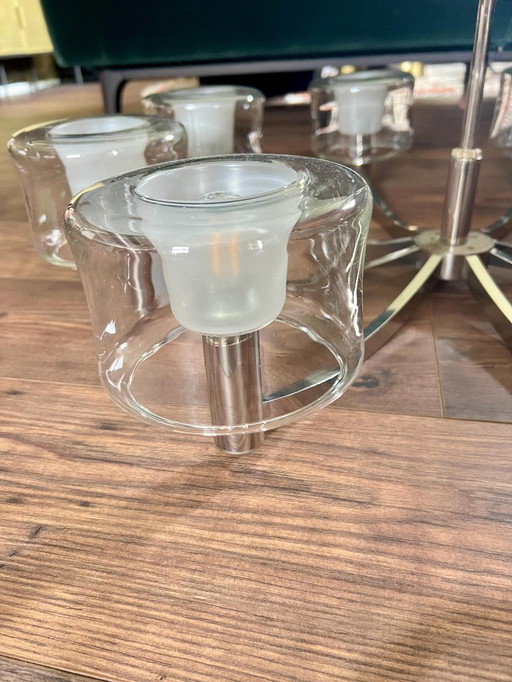 Space Age Sputnik Kronleuchter aus den 1970ern in modernem Design mit 8 Armen, Kaiser Idell zugeschrieben, Top Zustand
