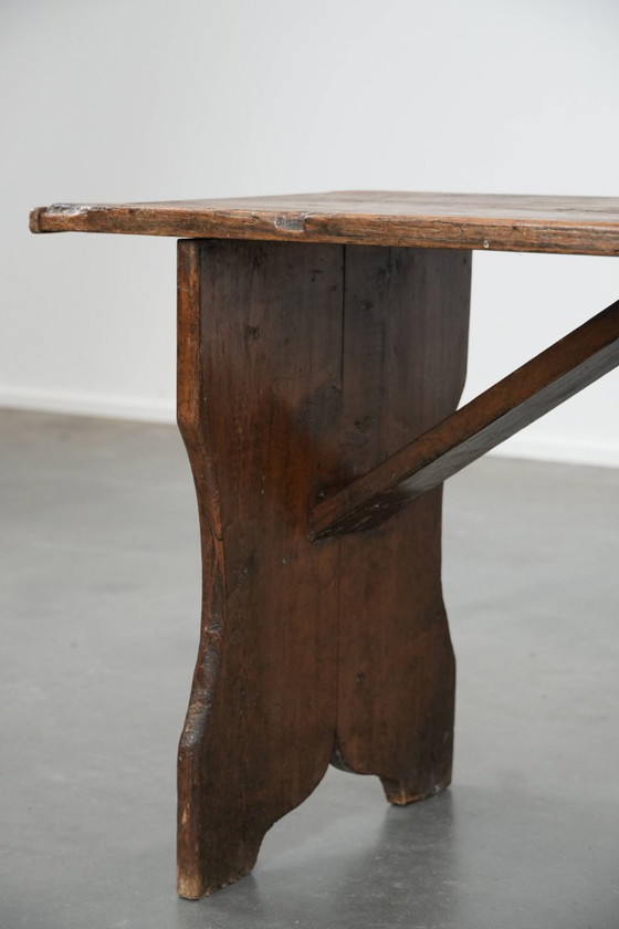 Image 1 of Banc d'entrée/banc de salle à manger anglais ancien et plein de caractère, en pin.