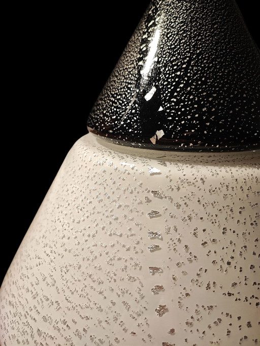 Lampe de table conique de Murano avec feuille d'argent