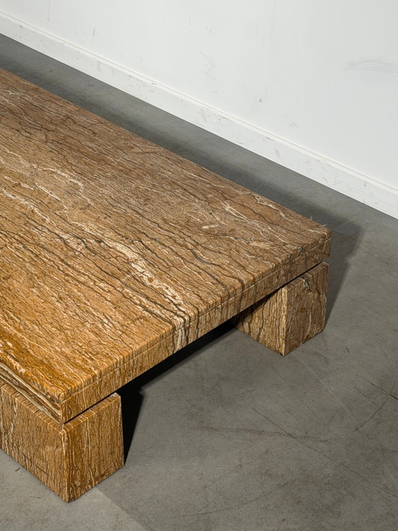 Structural Travertine Rosso Coffee Table – Brutalist Design (photo 6 of 9)