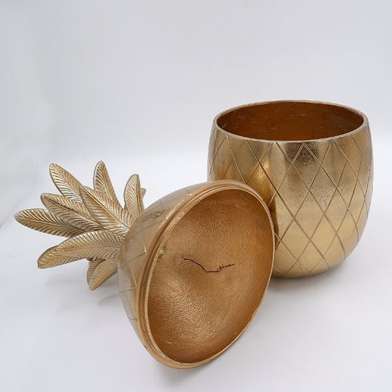 Image 1 of Seau à glace vintage en forme d'ananas, style Hollywood Regency, des années 1970.