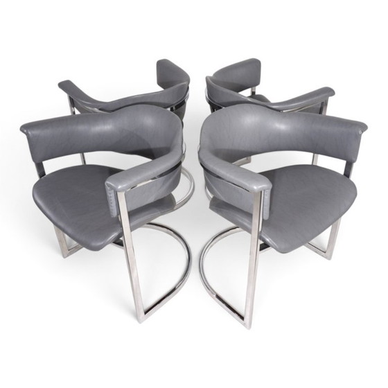 Set van 4 eetkamerstoelen van Vittorio Introini voor Mario Sabot, 1970 – Leather (photo 9 of 19)