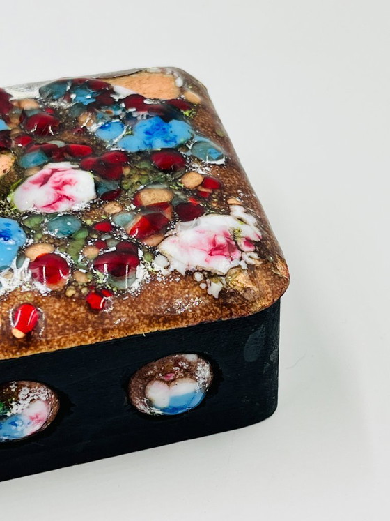 Image 1 of Vintage Enamel on Copper Box Capo Esmaltes Spain 1970