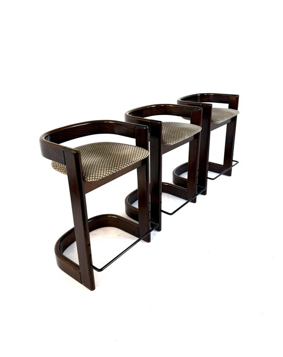 Image 1 of 3 sgabelli da bar brutalisti, stile Willy Rizzo anni '80