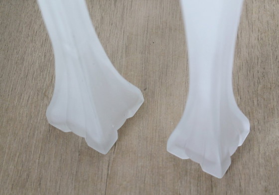 Image 1 of Set of 2 beautiful vintage sixties opaline/milk glass vases Made in Portugal