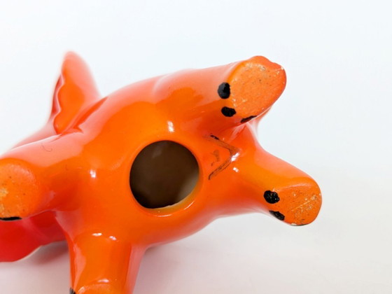 Image 1 of Goebel West Germany Elephant Pair Tangerine Orange Porcelain 1970s MCM Figurines