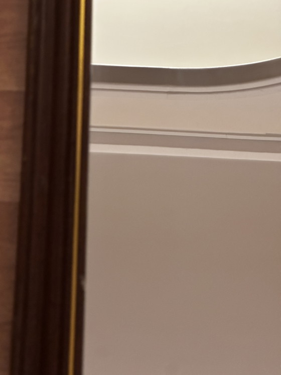 Vintage octagonal mirror in stained wood with a gold trim – 68 × 47.5 cm – Molduras Hergon, Glass (photo 13 of 15)