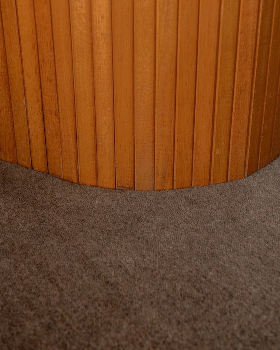 Image 1 of Vintage French Art Deco Pine Tambour Room Divider by Jomain Baumann for Baumann, 1930s