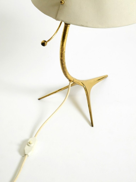 Image 1 of Beautiful large mid-century modern brass crow's foot table lamp by Kalmar Austria