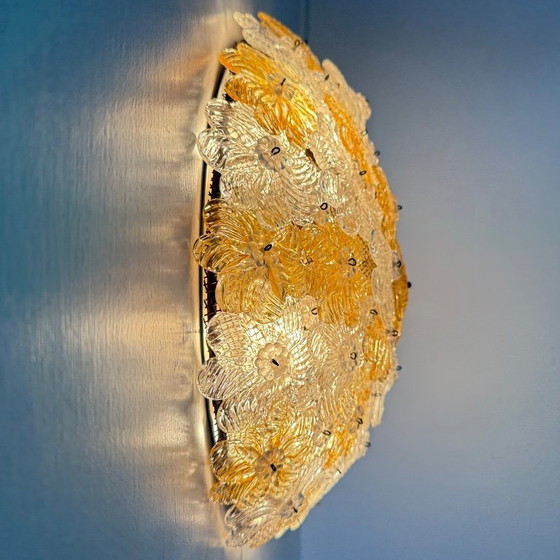 Image 1 of Barovier & Toso Wall Sconce / ceiling lamp , Millefiori flowers , Italy , 1970s