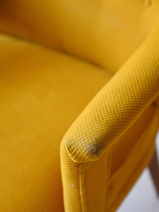 Image 1 of Pair of Vintage 1950s Yellow Scandinavian Armchairs