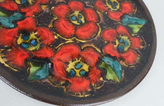 Image 1 of grande ciotola vintage ruscha anni '70 piatto da parete decorazione floreale grasso smalto lavico