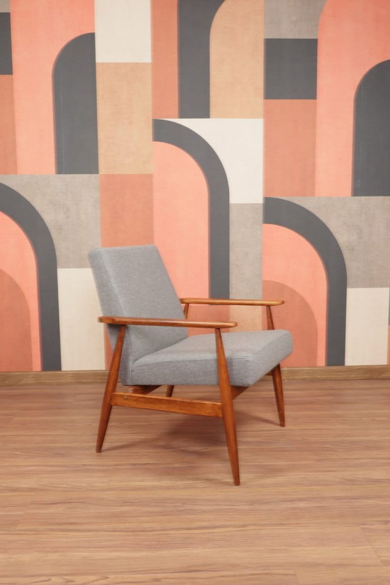 Image 1 of Fauteuil Lounge Vintage en Tissu de Laine Graphite Design Mid-Century, 1960