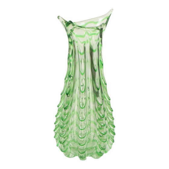 Image 1 of Large Green Glass Vase Murano