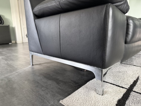 2 Zwarte Lederen Banken – Leather, Chrome (photo 3 of 6)