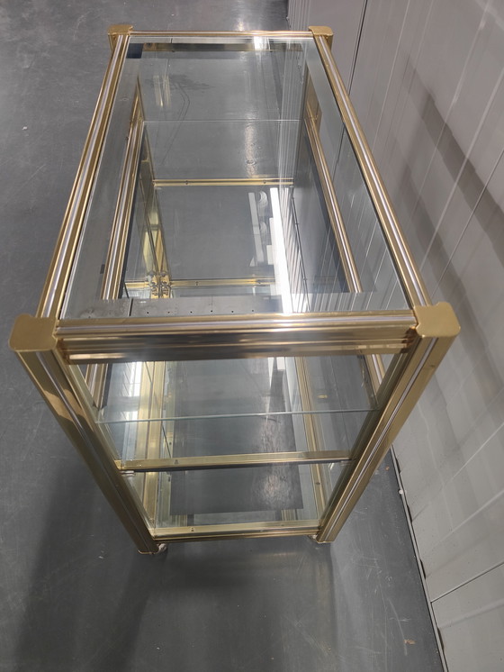 Image 1 of Table Chariot de Bar Français Or Chrome Paris par Pierre Vandel 1960s