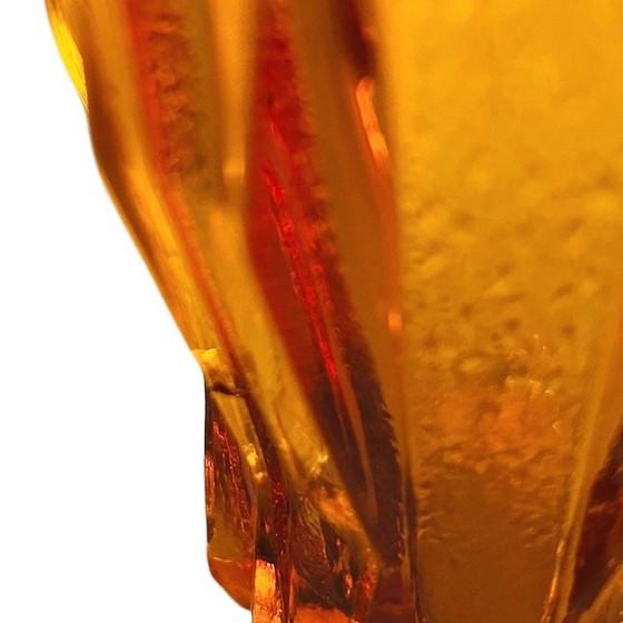 Image 1 of Art Deco Honey-colored glass vase Cubist amber Henri Heemskerk Scailmont 1920s