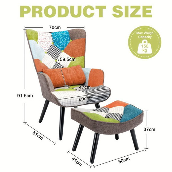 Image 1 of Sillón individual colorido con reposapiés