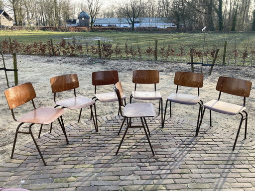 7x Marko Kwartet 60’s Pagholz Stoelen Dutch Design