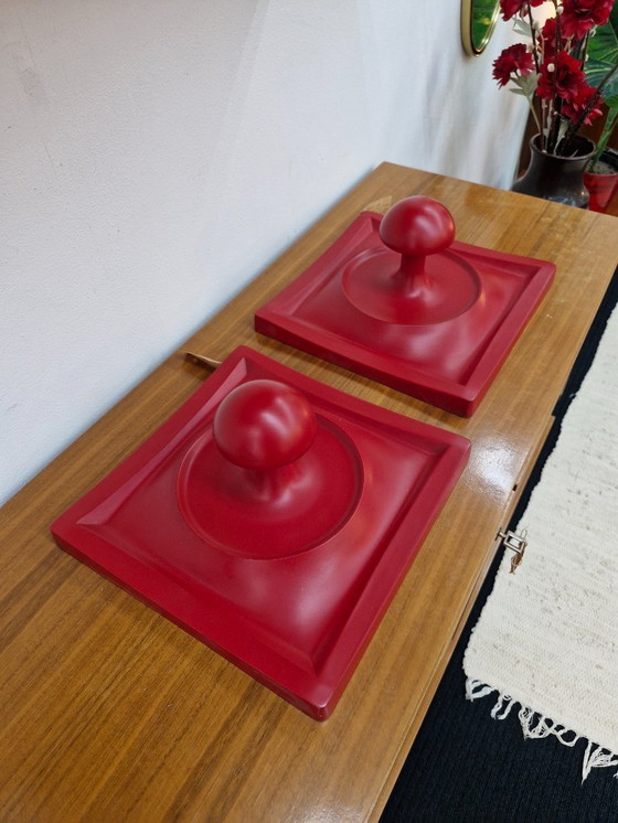 Image 1 of Vintage coat rack hooks red space age