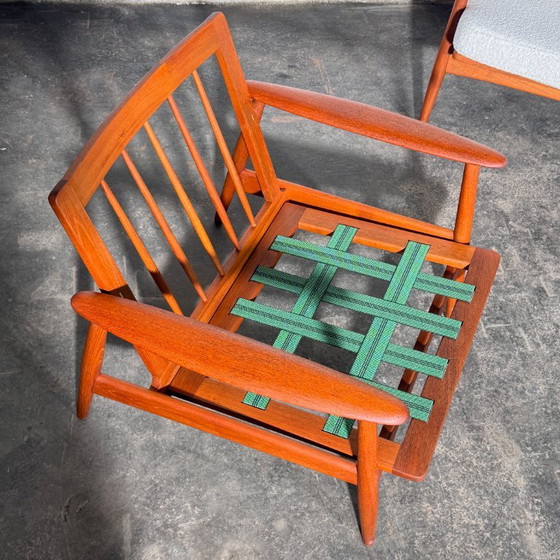 John Bone Teakhouten loungeset met twee fauteuils, volledig gerenoveerd. – 3-5 zitsbanken, Textile (photo 13 of 21)