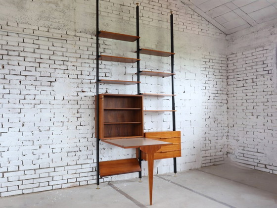 Image 1 of Mid-Century modular bookcase with fold-down Desk