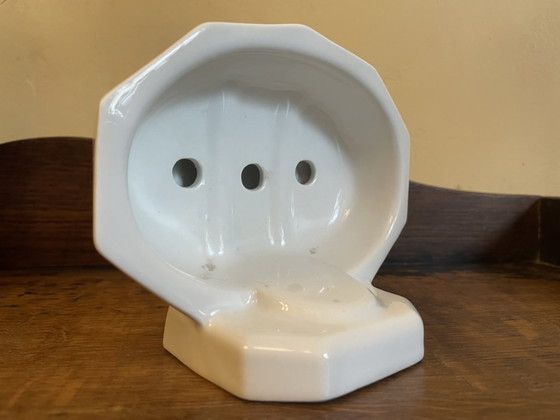 Image 1 of Soap dish White Porcelain Art Deco 1930 French