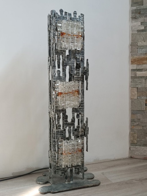 Brutalist floor lamp by Albano Poli for Poliarte 1970s