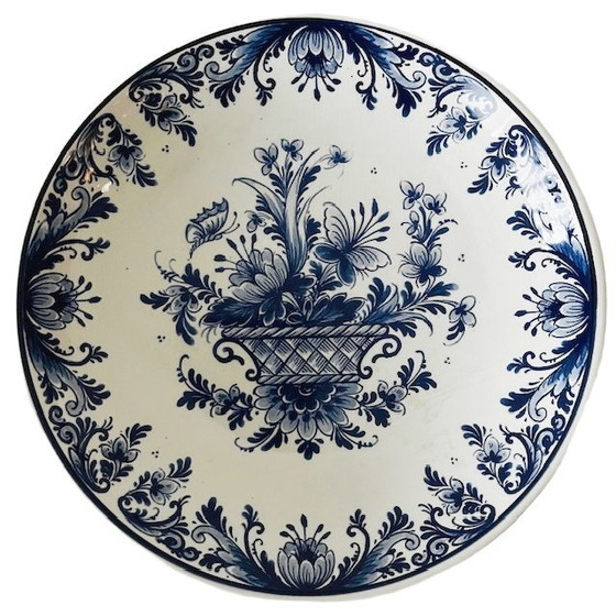 Image 1 of Bol à fruits vintage bleu Delft sur pied 't Delftse Huys 1980