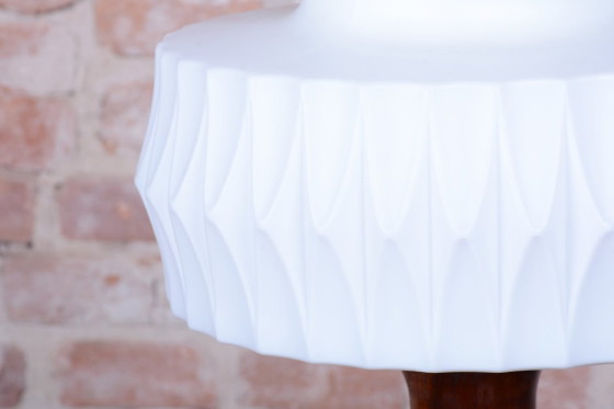 Restored Mid-Century Table Lamp, Walnut, Brass, Glass, Rewired, Czech, 1960s – Wood (photo 2 of 11)