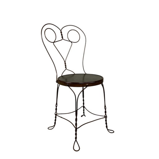 Elegant steel American ice cream parlor chair, 1940s
